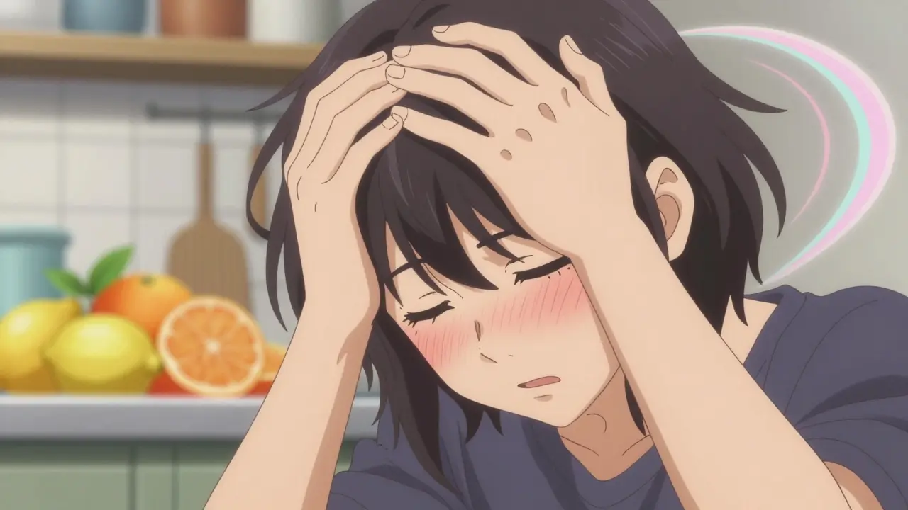 A person feeling dizzy and disoriented due to low blood pressure