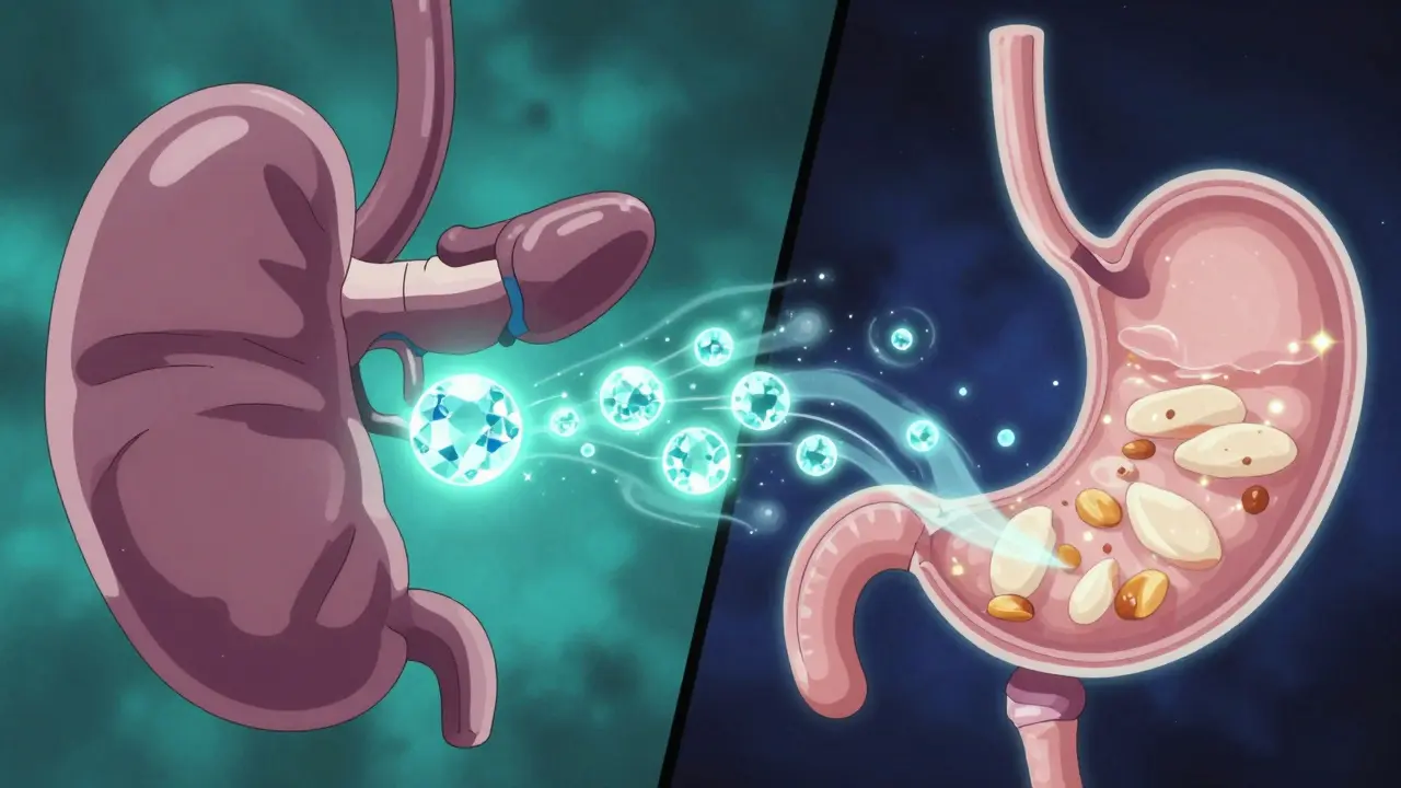 Anime illustration showing the effects of GLP-1 on the pancreas and stomach