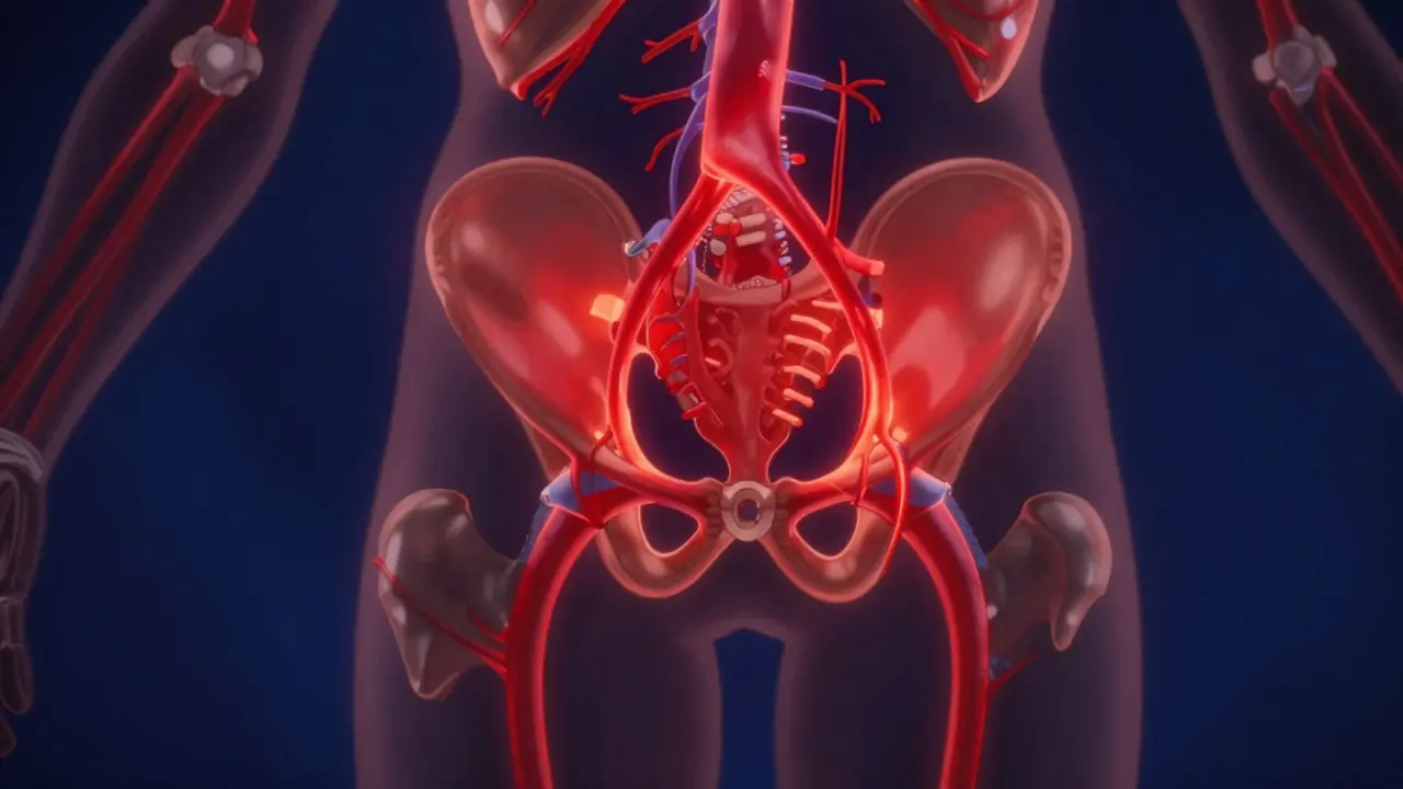 Stylized representation of increased blood flow in the body